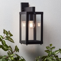 Applique extérieure GAIA descendante noir métal/verre E27 1x60W - BR