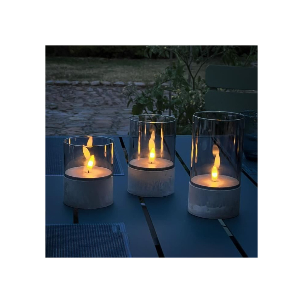 Lot 3 Lampes a poser LED BOUGIE BRILLIANT - 2500K - Plastique et verre