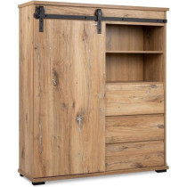 Buffet MANZANO - Décor Chene Flagstaff - 1 Porte coulissante + 3 tiro