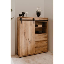 Buffet MANZANO - Décor Chene Flagstaff - 1 Porte coulissante + 3 tiro