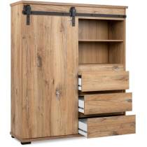 Buffet MANZANO - Décor Chene Flagstaff - 1 Porte coulissante + 3 tiro