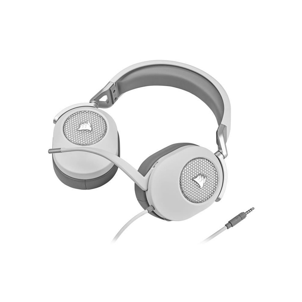 Casque gaming CORSAIR HS65 SURROUND - Blanc, son surround Dolby Audio