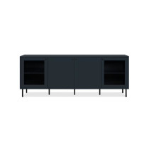 Meuble TV - CARACAS - 180 x 68 x 40 cm -2 portes vitrées + 2 portes -