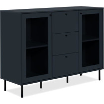 Buffet salle a manger CARACAS - Décor bleu navy - 2 portes vitrées +