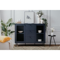 Buffet salle a manger CARACAS - Décor bleu navy - 2 portes vitrées +