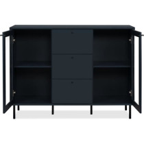 Buffet salle a manger CARACAS - Décor bleu navy - 2 portes vitrées +