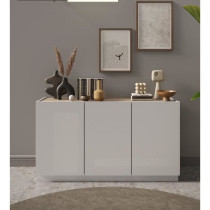 Buffet haut FIRENZE - FIRENZE - Blanc Laqué et Chene Cadiz - 3 portes
