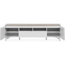 Meuble TV Bertrix 56A - Décor travertin / blanc - Panneaux de particu
