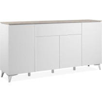 Buffet Bertrix 51A - Décor travertin / blanc - Panneaux de particules