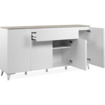 Buffet Bertrix 51A - Décor travertin / blanc - Panneaux de particules