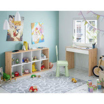Bibliotheque étagere NOA - Blanc et chene - 8 cases - 137x71,5x33 cm