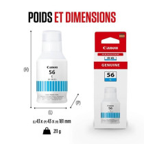 Bouteille d'encre - CANON - GI-56BK - Cyan - Compatibilité MAXIFY GX