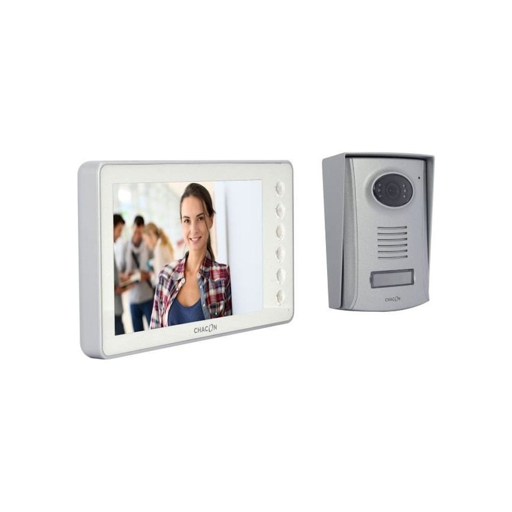 Videophone CHACON 2 fils 7'' - Blanc - IP44 - Vision nocturne - Garant