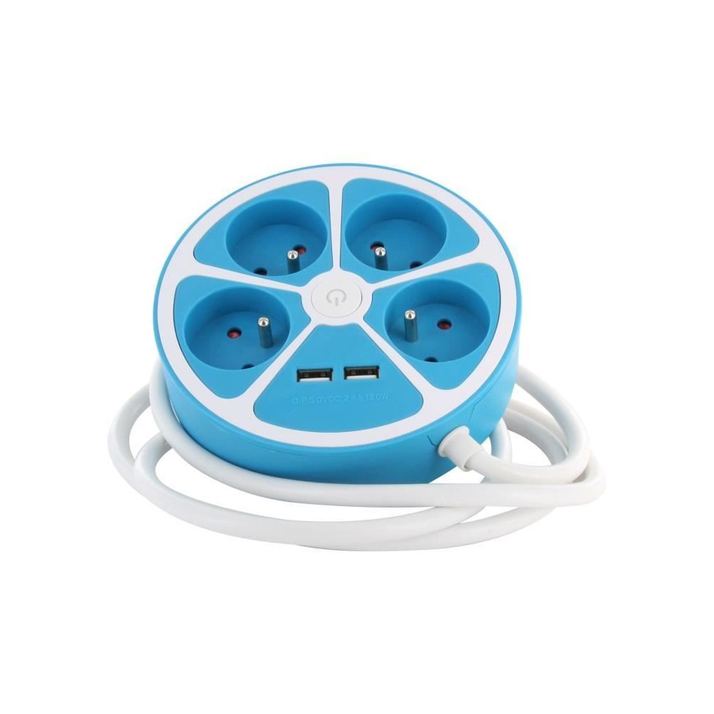 Multiprise design circulaire - CHACON - 4X16 A - Cordon 1,5 m - Avec 2