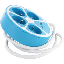 Multiprise design circulaire - CHACON - 4X16 A - Cordon 1,5 m - Avec 2