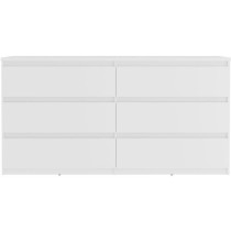 Commode CHELSEA 6 Tiroirs - Couleur blanc mat - L 154 x P 42,2 x H 79,