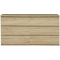 Commode CHELSEA 6 Tiroirs - Couleur chene - L 154 x P 42,2 x H 79,9 cm