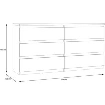 Commode - CHELSEA - 6 tiroirs - Anthracite - 154 x 42,2 x 79,9 cm