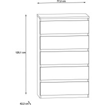 Commode CHELSEA 5 tiroirs - L 77,2 x P 42,2 x H 128,1 - Décor optique