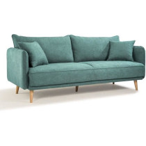 HEXAGONE - DAREN Canapé Fixe 3 places - Tissu Bleu - L 207 x P 90 x H