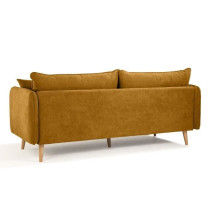 Canapé fixe 3 places DAREN - Tissu moutarde - L 207 x P 90 x H 88 cm