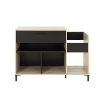 Meuble rangement vinyle - GAMI - Platine - Style urbain - Décor chene