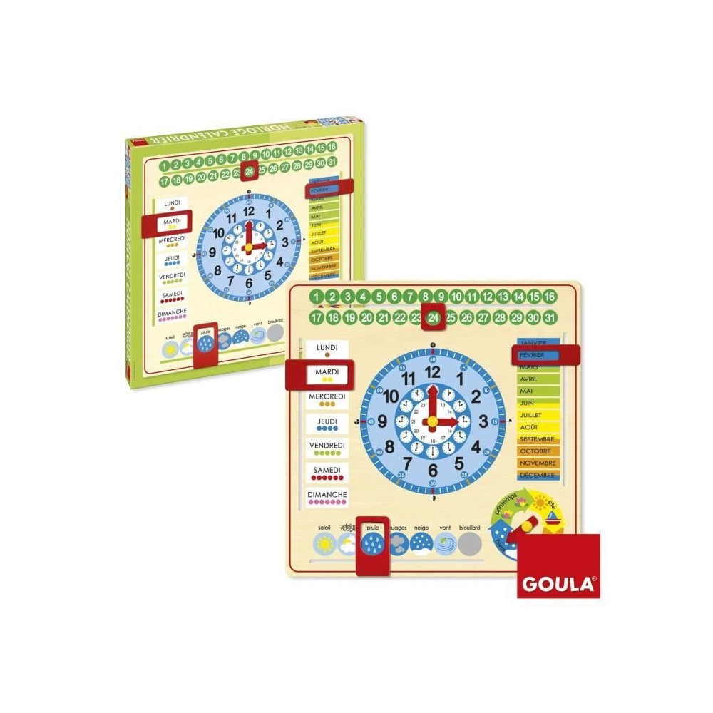 Horloge calendrier - GOULA - Apprentissage des mois, saisons, jours et