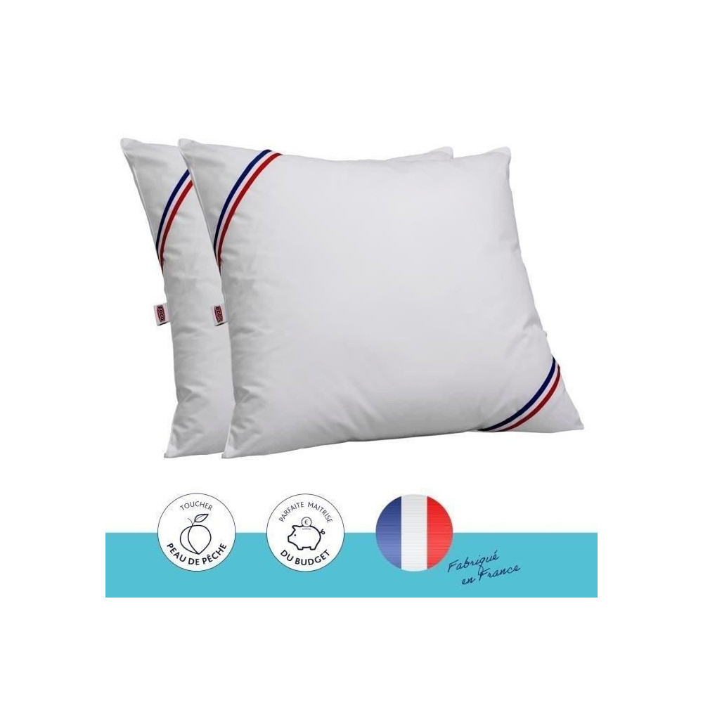 DODO Lot de 2 oreillers Tendance - 60 x 60 cm - Garnissage 100% Polyes