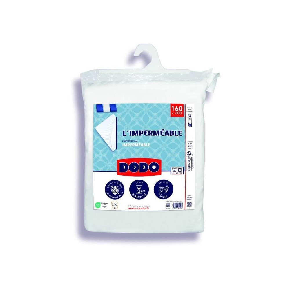 Protege matelas imperméable - 160x200 cm - Coton/Polyester - Anti pun