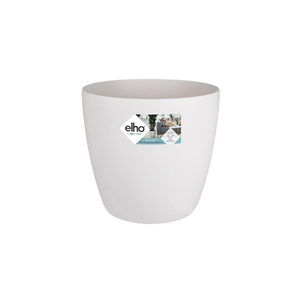 ELHO Brussels Pot de fleurs rond Roues 47 - Blanc - Ø 47 x H 44 cm -