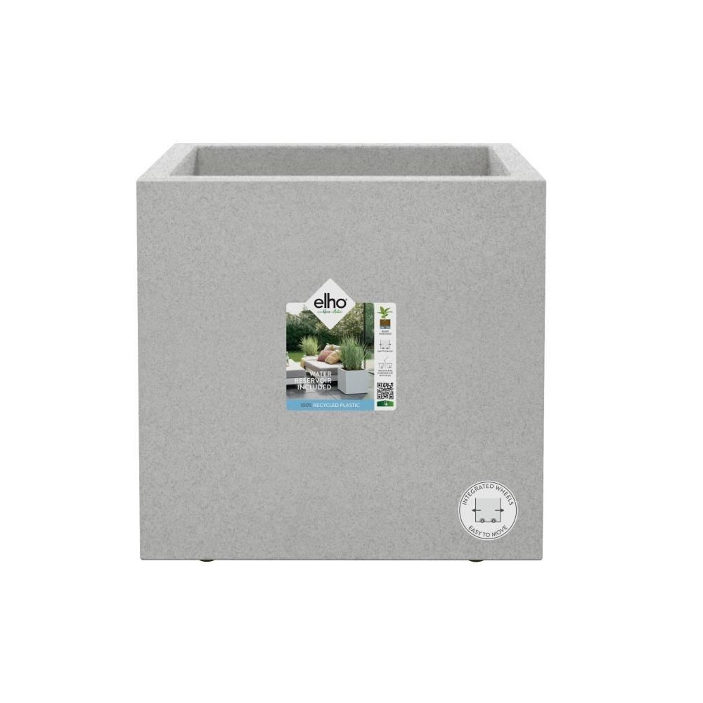 Elho Vivo Next Square 40 Bac a fleurs - Gris - Ø 39 x H 38 cm - inté