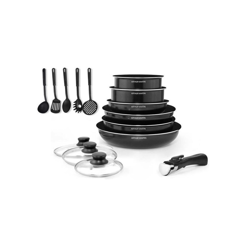 ARTHUR MARTIN Batterie de cuisine amovible 15 pieces 16-20-22-24-26 cm