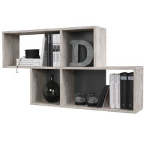 FMD Etagere Murale avec 4 Compartiments Chene Sable Tablette Rangement