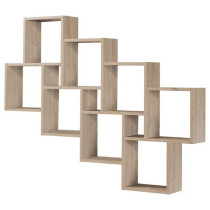 FMD Etagere Murale avec 11 Compartiments Couleur Chene Tablette Rangem