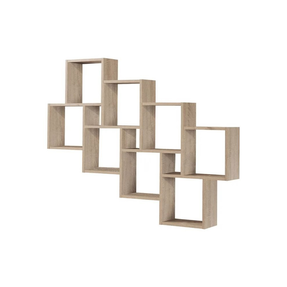 FMD Etagere Murale avec 11 Compartiments Couleur Chene Tablette Rangem