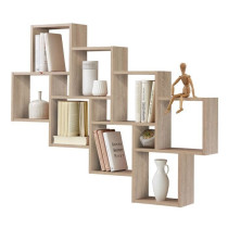 FMD Etagere Murale avec 11 Compartiments Couleur Chene Tablette Rangem