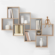 FMD Etagere Murale avec 11 Compartiments Couleur Chene Tablette Rangem