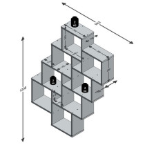 FMD Etagere Murale avec 11 Compartiments Couleur Chene Tablette Rangem