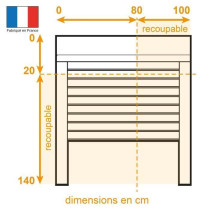 Volet roulant H140 x L100 cm en aluminium recoupable en largeur et hau