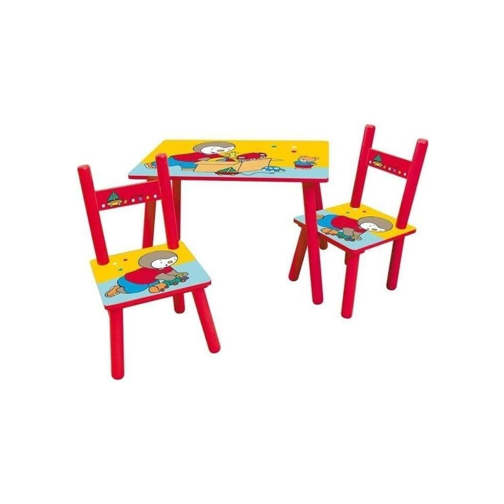 T'CHOUPI Table rectangulaire 41,5x61x42 cm + 2 chaises 49,5x31x31,5cm