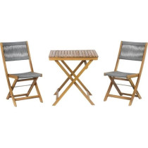 Ensemble repas BARI en bois d'acacia FSC et corde grise