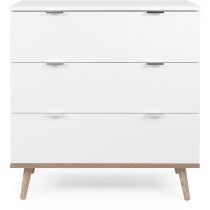 Commode Göteborg - 3 tiroirs - Décor chene sonoma Blanc - Scandinave
