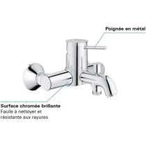 Mitigeur monocommande Bain / Douche mural GROHE - Finition Chromé - P