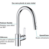 GROHE Robinet de cuisine évier Get, robinet avec douchette extractibl