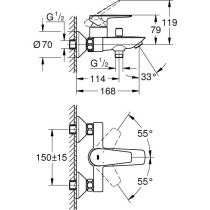 Mitigeur monocommande Bain / Douche - GROHE - Start Edge - Chromé - E