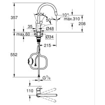 Robinet de cuisine - Mitigeur monocommande évier - Chromé - Bec haut