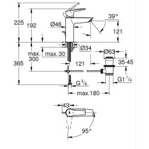 Mitigeur monocommande lavabo - GROHE Start - 235522432 -Noir mat -Tail