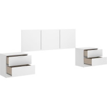 Ensemble tete de lit en 3 parties + 2 tables de nuit avec 2 tiroirs -