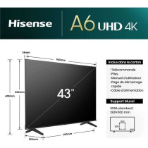 TV LED - HISENSE - 43A6N - 43'' (108 cm) - 4K UHD 3840x2160 - 60Hz - H