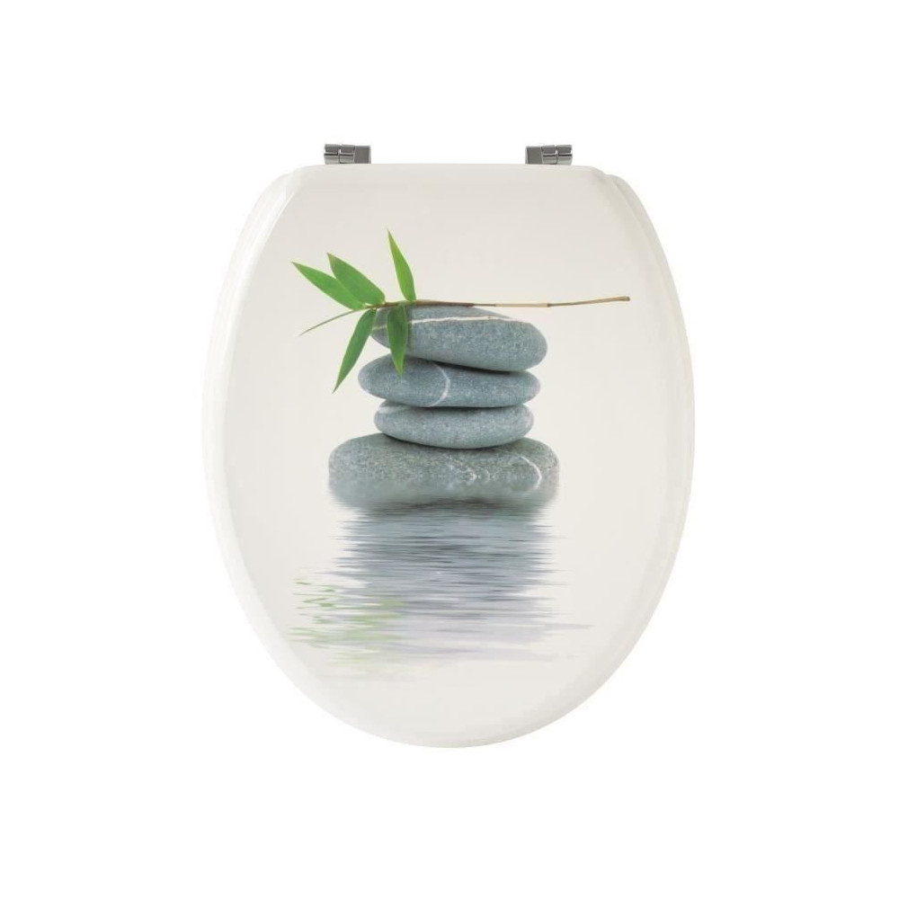 Abattant WC Galets gris - GELCO - Universel - Bois moulé MDF - Fixati